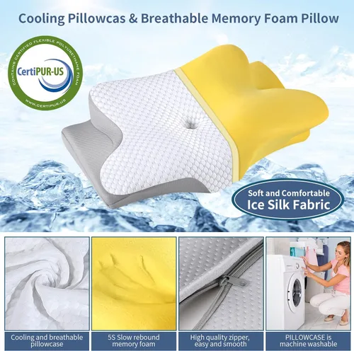 Miniatura 2 de Almohada cervical para dormir - Almohada ergonómica para dormir de lado para alivio del dolor, almohada cervical contorneada para soporte del Blanco