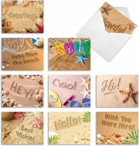 Miniatura 18 de The Best Card Company - 10 tarjetas en blanco para todas las ocasiones (4 x 5.12 pulgadas) - Surtido de tarjetas náuticas, oceánicas, de vida marina
