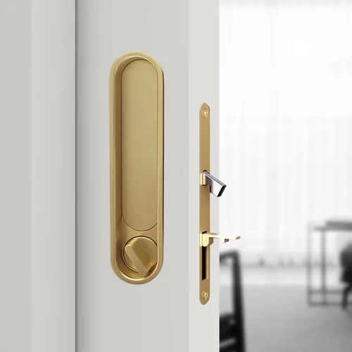 Miniatura 12 de Juego de herrajes para cerradura de puerta de bolsillo, manija de privacidad con tirador oculto y pestillo empotrado, apto para puertas de madera