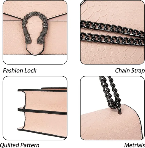 Miniatura 4 de Aiqudou Crossbody Satchel Handbag for Women - Fashion Snake Print Chain Purse Luxury Leather Shoulder Bags