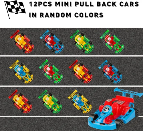 Miniatura 4 de PROLOSO Pull Back Go Kart - Coches de carreras impulsados por fricción para niños, regalos de fiesta de cumpleaños, bolsas de regalo, premios