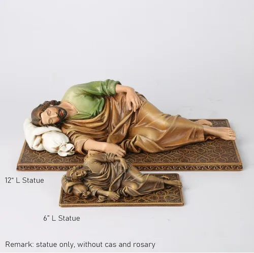 Miniatura 8 de Estatua Católica BC de San José Durmiente, Figura del Santo Patrono Regalo de Inauguración de Casa, Decoración Devota del Hogar, 6" L, Escultura