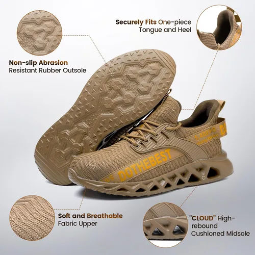 Miniatura 80 de Furuian - Tenis con punta de acero para hombres y mujeres, zapatos de seguridad ligeros, cómodos, a prueba de pinchazos, zapatos de trabajo