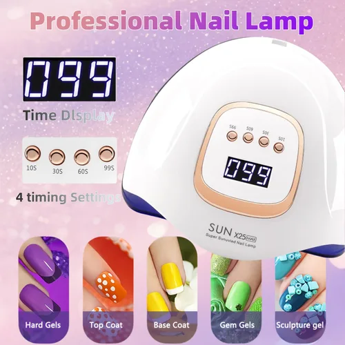 Miniatura 3 de Lámpara de uñas LED UV con 81 cuentas, lámparas de curado de uñas de 380 W para esmalte de gel con sensor automático/4 ajustes de temporizador