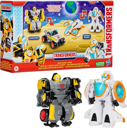 Miniatura 9 de Transformers - Juguetes Space Blast, paquete de 2 figuras de acción de 4.5 pulgadas de Bumblebee y Autobot Blades, juguetes de robots en preescolar
