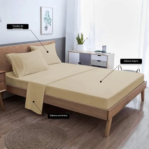 Miniatura 7 de EaseHome Juego de sábanas beige tamaño completo con bolsillo profundo para colchón de 18 pulgadas, 4 piezas, colección de sábanas y fundas