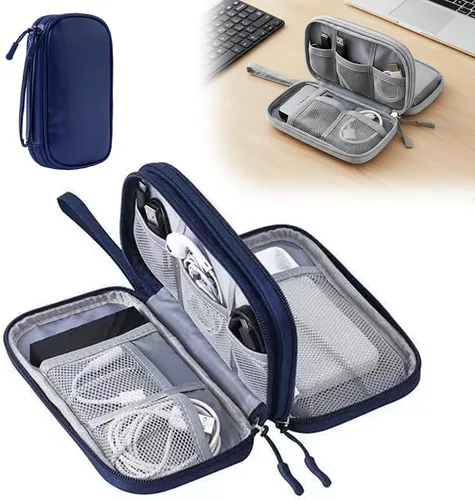 Miniatura 10 de Bolsa organizadora de cables de viaje, caja organizadora de cables actualizada 2026, caja organizadora de cables electrónicos de doble capa, bolsa