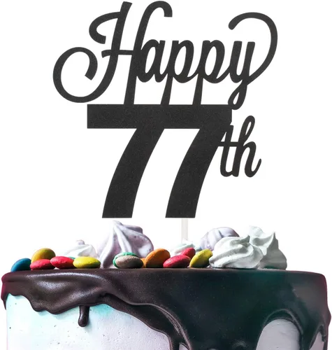Miniatura 22 de LINGTEER - Decoración para pastel con texto "Happy Birthday 100", color negro