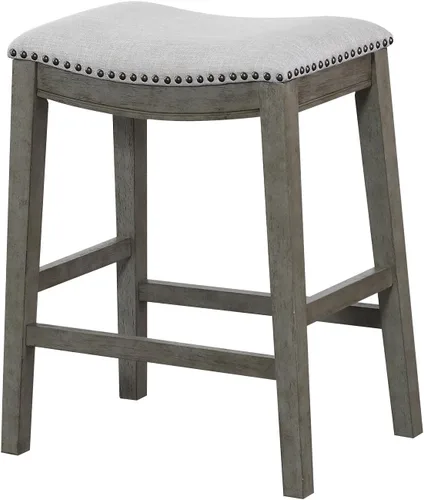 Miniatura 4 de OSP Home Furnishings Metro - Taburete de silla de montar Metro de 24 pulgadas de altura de mostrador con ribete de cabeza de clavo, paquete de 2