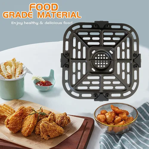 Miniatura 3 de Bandeja cuadrada de 2 cuartos de galón para freidora de aire para instantáneos, mini horno Vortex, freidora de aire antiadherente mejorada, rejilla