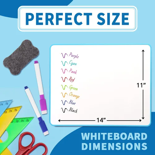 Miniatura 3 de Small White Dry Erase Board Double Sided，Small Dry Erase Board 14x11 Inch,Mini White Board with 8 Markers for Students Office Kitchen Blue