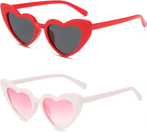 Lentes de sol con forma de corazón para mujer, diseño de ojo de gato, vintage, encantadores, retro, lindos lentes de sol