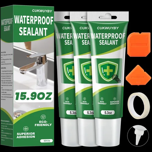 Calafateo de silicona de 15.9 onzas (paquete de 3 unidades de 5.3 onzas), sellador de silicona impermeable para cocina, baño, adherencia más fuerte,