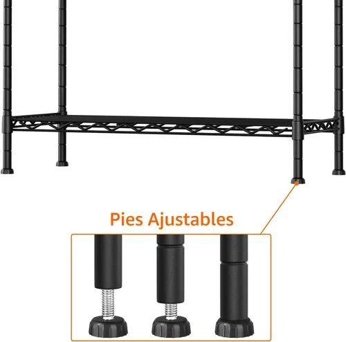 Miniatura 6 de Soywey Estantes de Almacenamiento Ajustables de Servicio Pesado de 3 Estantes, 36" An x 14" Pr x 35.8" Al, Organizador de Rejilla Metálica