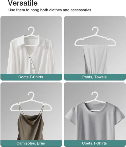 Miniatura 6 de ABHENG Paquete de 30 perchas de ropa, perchas de plástico antideslizantes, perchas que ahorran espacio, resistentes, para colgar ropa seca y húmeda