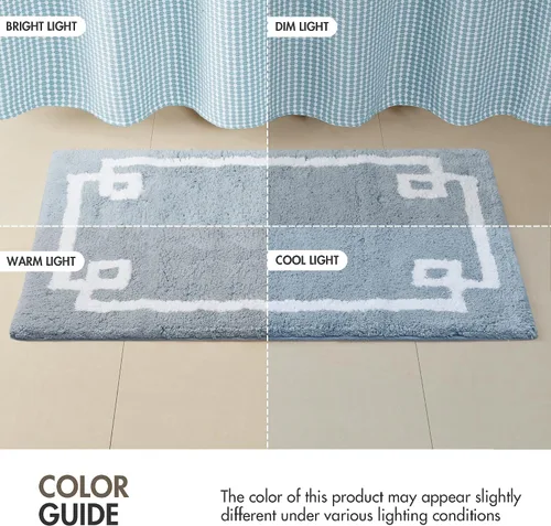 Miniatura 10 de Madison Park Evan Alfombra de Baño 100% Algodón con Respaldo Antideslizante - Tapete de Baño de Felpa Copetuda Lujoso, Absorbente, Secado Rápido