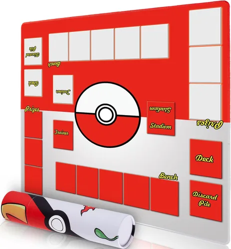 Biouai Tapete de juego para juego de cartas intercambiables, tapete de juego cosido con tubo para juego de cartas con zonas, tapete de juego de