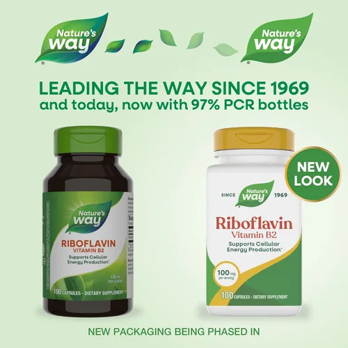 Miniatura 2 de Nature's Way Riboflavina Vitamina B2, Apoya la Producción de Energía Celular*, Riboflavina de Alta Potencia, 100 mg por porción, 100 cápsulas