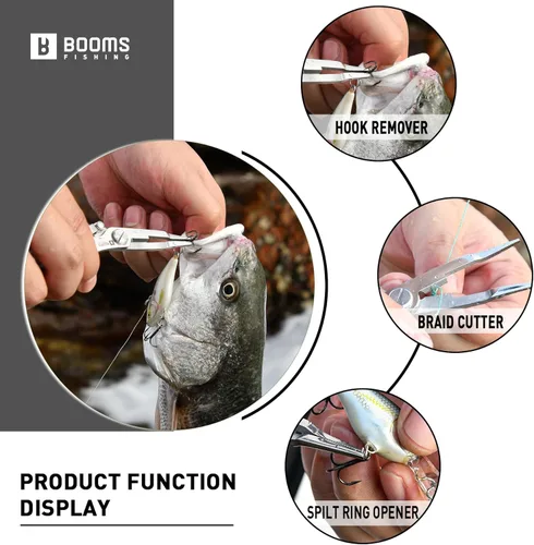 Miniatura 2 de Booms Fishing H01 Small Fishing Pliers Scissors Braid Cutters Stainless Steel Fishing Tools Split Ring Pliers Hook Remover