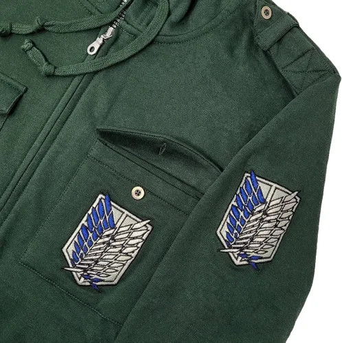 Miniatura 4 de Ripple Junction Attack on Titan - Sudadera con capucha unisex para adultos, estilo militar, con cremallera completa