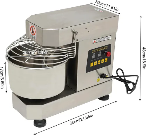 Miniatura 8 de Máquina de amasado de masa comercial 750 W Mezclador de masa en espiral eléctrico de alta resistencia 10.6QT Máquina mezcladora de harina de doble