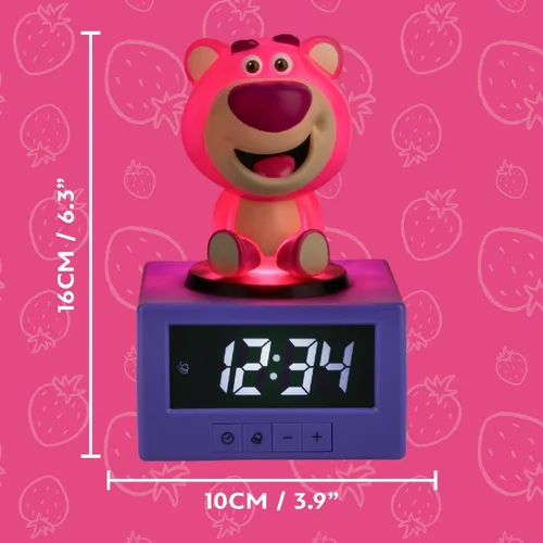 Miniatura 5 de Paladone Toy Story Lotso - Reloj despertador digital con luz nocturna y música, reloj de dormitorio con licencia oficial de Disney Pixar para niños