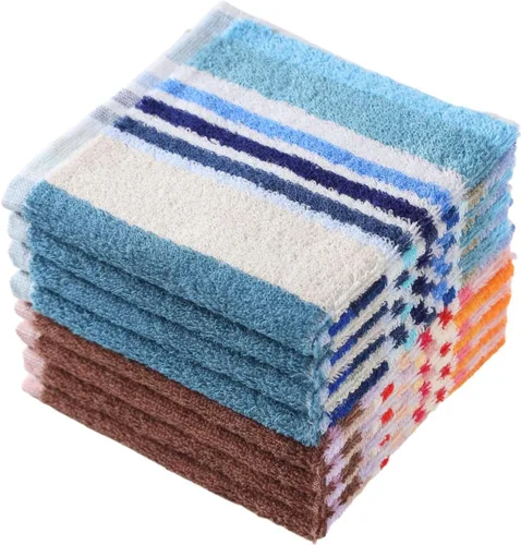 Oeleky - Paños de cocina para lavar platos, trapos de platos ultra absorbentes, paños de limpieza de algodón, paquete de 8, 12x12 pulgadas (raya