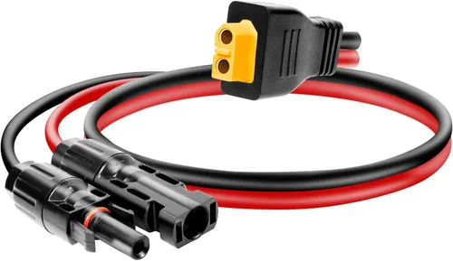 Ansoufien Cable Conector de Panel Solar a Conector XT60 de 1 pie, Cable de Extensión de Carga Solar de 10 AWG Solar a XT60 XT60 (Enchufe Hembra)