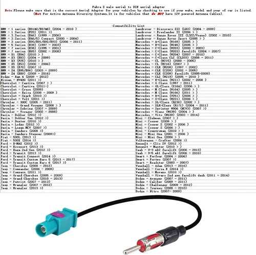 Miniatura 3 de onelinkmore Fakra Z a DIN Kit de 3 adaptadores — Fakra Z macho/hembra a Motorola DIN enchufe/zócalo, convertidor de antena de radio FM AM para VW