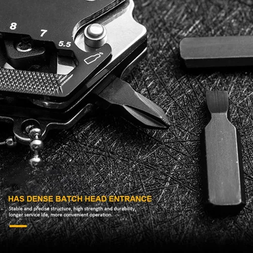 Miniatura 7 de Llavero multiherramienta de forma hexagonal, multiherramienta de bolsillo portátil con cortador plegable, juego de destornilladores, abrebotellas
