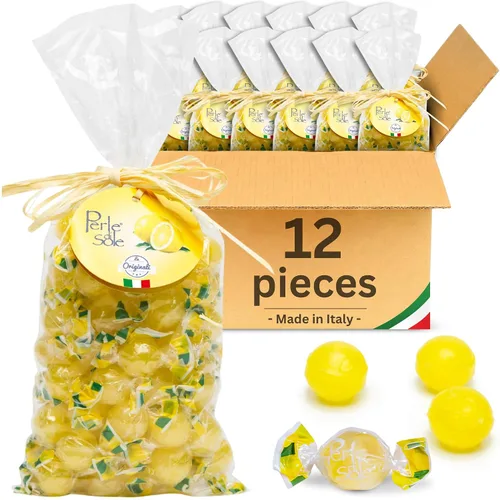 Miniatura 11 de Perle di Sole Gotas de caramelo de limón italiano, caramelo duro de limón envuelto individualmente, caramelos cítricos gaseosos y agrios