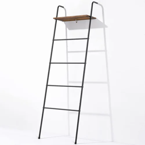 Escalera para Mantas de 5 Niveles Apoyada en la Pared con Estante Escalera Decorativa para Mantas Estante de Metal Escalera Inclinada para Toallas