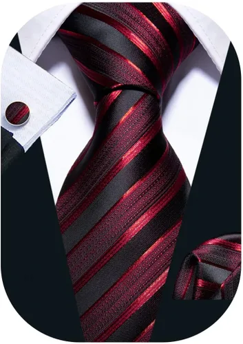 Miniatura 116 de Barry.Wang Juego de corbatas para hombre, corbata de seda a rayas, tejido a cuadros, gemelos formales, negocios, boda