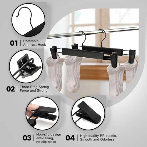 Miniatura 2 de Paquete de 30 perchas para pantalones con clips antideslizantes ajustables, gancho para colgar pantalones, faldas, jeans, perchas de ropa