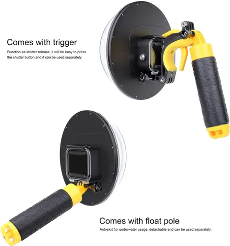 Miniatura 4 de SOONSUN Puerto domo para GoPro Hero 8 Negro, lente de domo subacuático de 147 pies con carcasa impermeable, agarre de mano flotante, gatillo