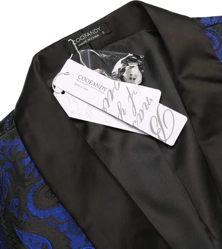 Miniatura 4 de COOFANDY Chaqueta de esmoquin floral para hombre, chal de cachemira, con solapa, chaqueta para cena, graduación, boda