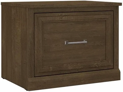 Miniatura 12 de Bush Furniture Woodland - Banco de zapatos pequeño de 24 W con cajón en roble de gamuza negra Organizador estrecho de calzado para entrada