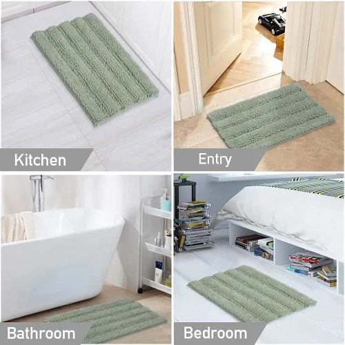 Miniatura 6 de Turquoize Alfombras de Baño de Chenilla Peludas Alfombra de Baño Antideslizante Gruesas Alfombras Peludas para Baño Chenilla Juego de Alfombra