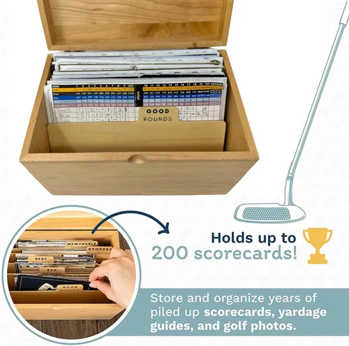 Miniatura 3 de Caja de colección de tarjetas de puntuación de golf, capacidad para tarjetas de puntuación, fotos, recuerdos, libros de yardage, caja
