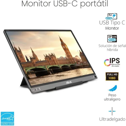 Miniatura 2 de ASUS ZenScreen Monitor USB portátil de 15.6 pulgadas 1080P (MB16ACE) - Full HD (1920 x 1080), IPS, USB tipo C, cuidado de los ojos, superficie