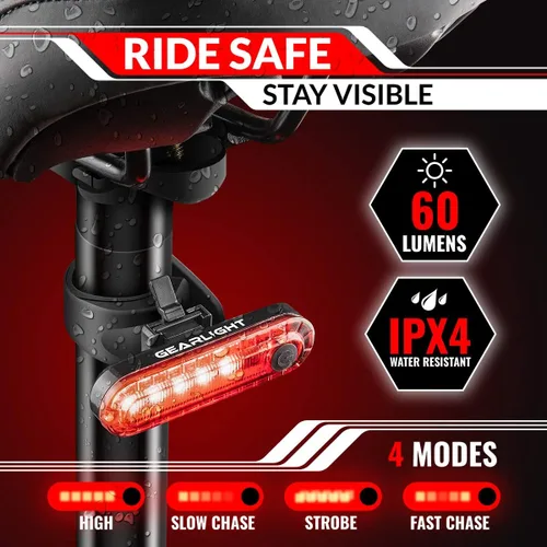 Miniatura 4 de Bike Lights for Night Riding, USB Rechargeable Front and Back Lights, LED Bicycle Headlight and Tail Light Set, Water Resistant Bike Lights
