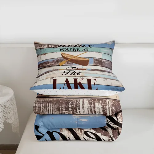 Miniatura 4 de Lake Life - Juego de edredón de tamaño individual para niños, adolescentes, juego de ropa de cama de madera rústica, transpirable, decoración