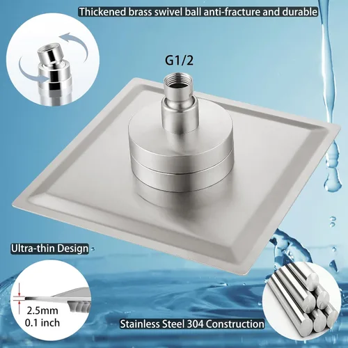 Miniatura 6 de Cabezal de ducha filtrado, cabezal de ducha de alta presión de acero inoxidable con cartucho de filtro de agua dura de 15 etapas para eliminar