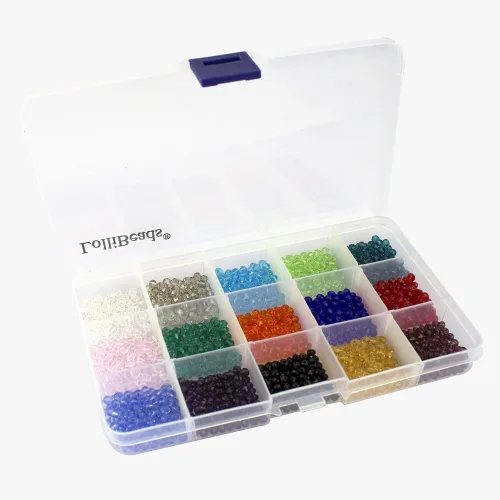 Miniatura 5 de LolliBeads (TM) Mezcla al por mayor Lote 0.157 in Briolette facetado Rondelle Cuentas de cristal para la fabricación de joyas con caja
