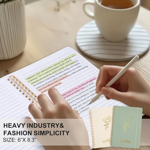 Miniatura 6 de Joyberg Cuaderno estético en espiral, 2 cuadernos bonitos, cuadernos de 8.3 x 6 pulgadas para mujeres, cuaderno en espiral A5 para oficina, escuela