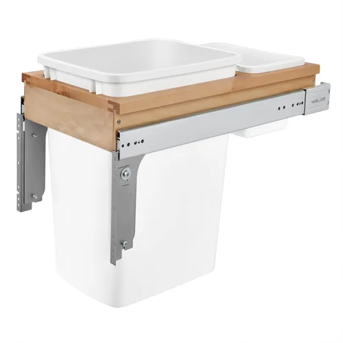 Miniatura 11 de Rev-A-Shelf - 4WCTM-18DM2 - Doble 35 Qt. Montaje superior extraíble de madera y contenedor de desechos para 1-1/2 in, blanco. Gabinete de armazón