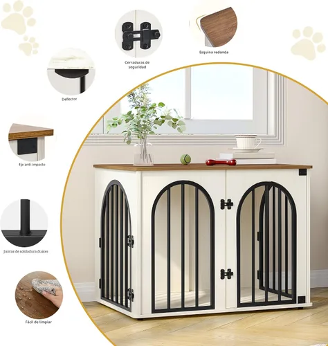 Miniatura 7 de Hzuaneri - Muebles de madera para perros de 26.8 pulgadas, jaula de interior para perros pequeños, jaulas resistentes decorativas para mascotas