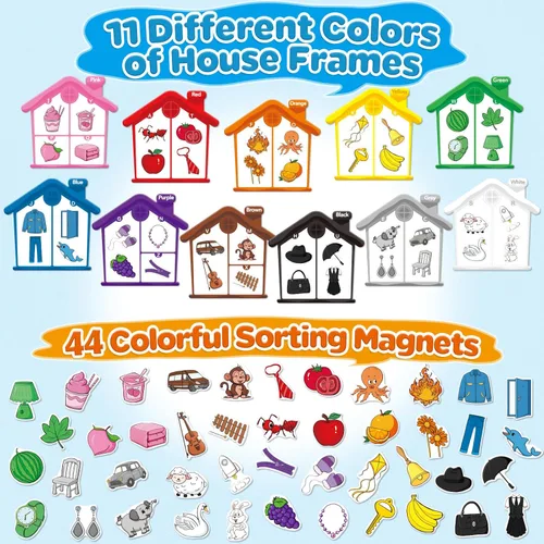 Miniatura 6 de Torlam Juguetes magnéticos de clasificación de color, juegos del alfabeto, aprendizaje de letras ABC, forma de color, a juego, imanes de nevera