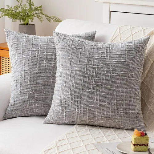 Miniatura 28 de Fundas de almohada decorativas de 18 x 18 pulgadas, juego de 4, suaves, sólidas, de estilo granja, fundas de almohada de chenilla para sofá, fundas