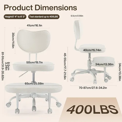 Miniatura 2 de Fizzin Silla de oficina con patas cruzadas, silla cruzada con ruedas, asiento ajustable en altura para TDAH, silla de meditación giratoria de 360°